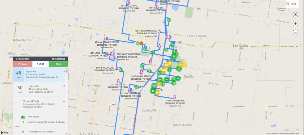 Screenshot of CompuRoute Route Map